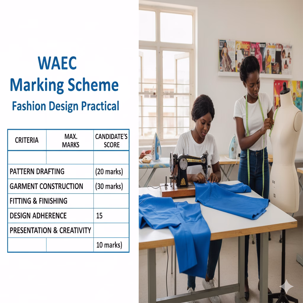 WAEC marking scheme for Fashion Design practical